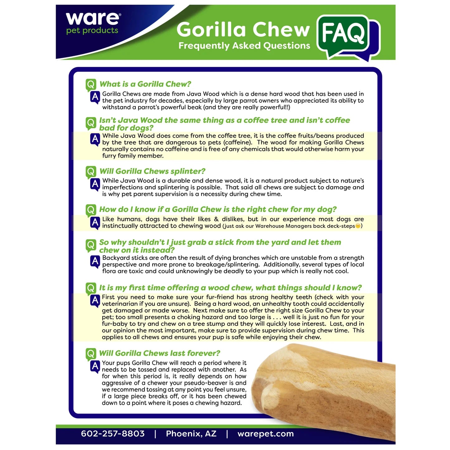 Natural Wood Gorilla Chew