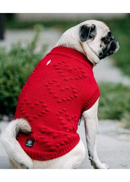 Silver Paw Red PomPom Sweater